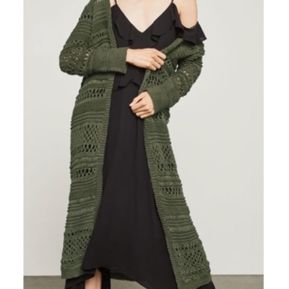 Bcbg Long Cardigan Olive Green Sweater 